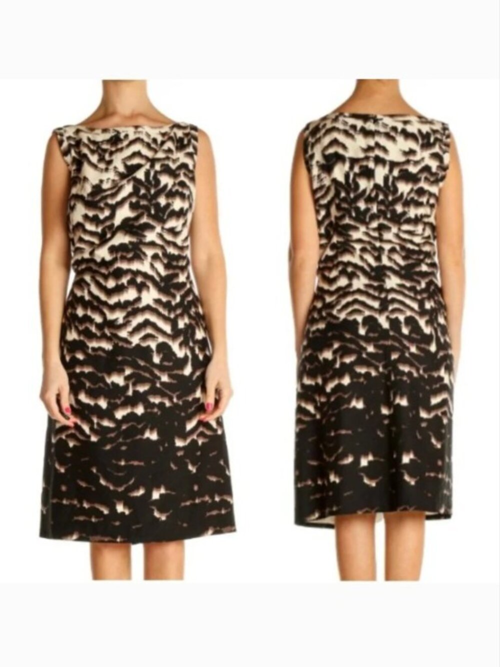 Banana Republic Animal Print Classic Sheath Sleeveless Dress 12